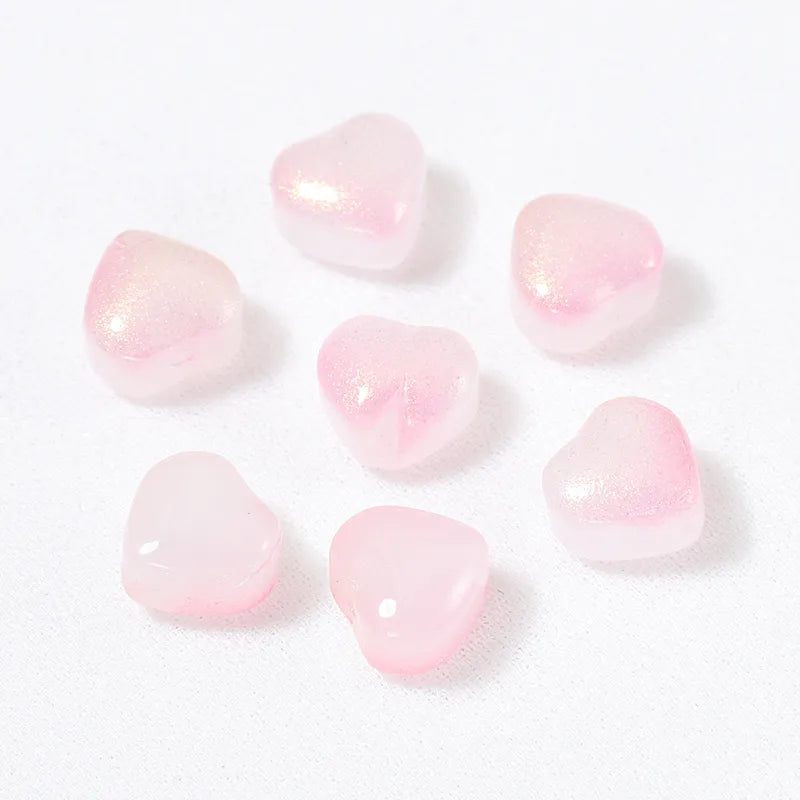 20 PCS/Package Diameter 6 Mm Hole 1~1.9mm Glass Glass Heart Shape Jewelry Accessories