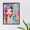 Diamond Painting-DIY Full Round Drill Girl with Purple Red Hair(40x50cm)