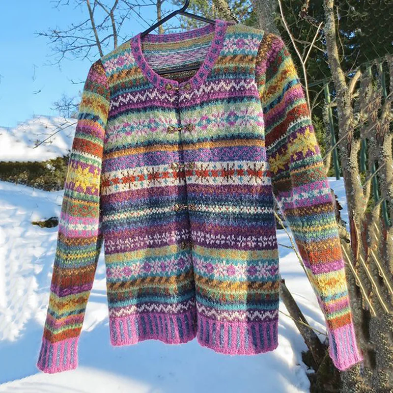 Vintage Icelandic Kofte Knit Jacquard Warmth Cardigan Unisex