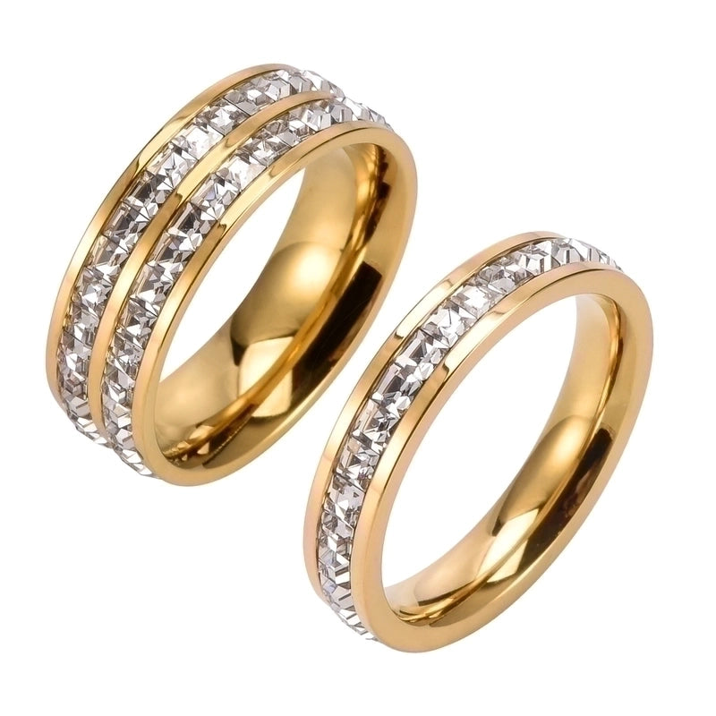 304 Stainless Steel 18K Gold Plated Fashion Polishing Plating Inlay Circle Crystal Zircon Rings