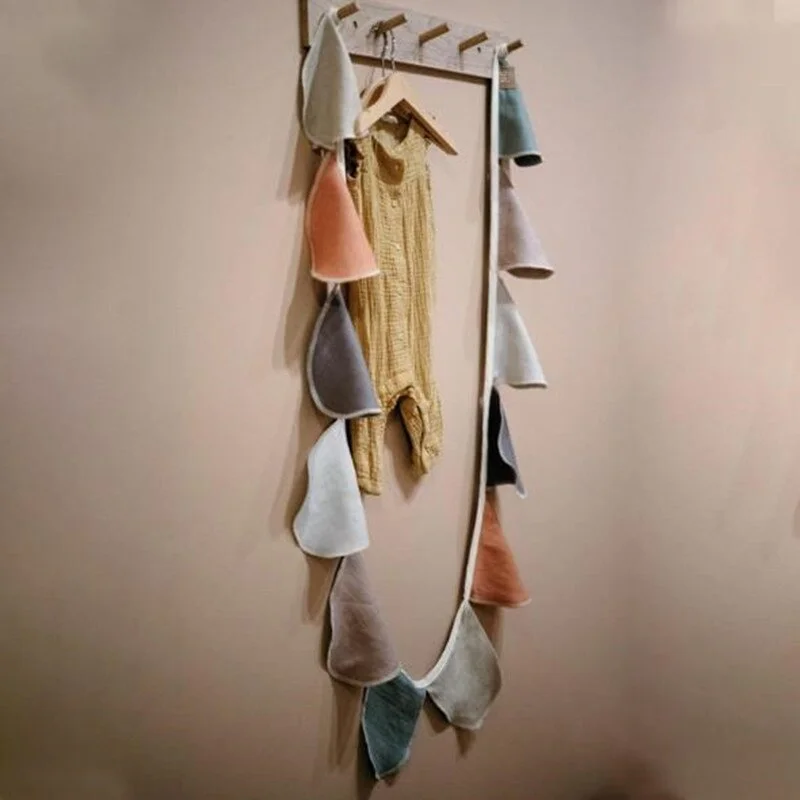 Slub Cotton Banner Pull Flowers Nordic Children's Room Decoration Garland Wall Hanging Ornaments Nursery Party Decor Photo Props