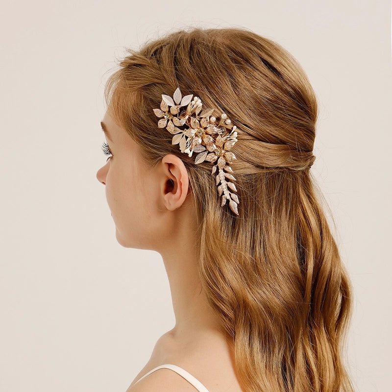 Elegant Bridal Women’s Flower Alloy Diamond Insert Comb