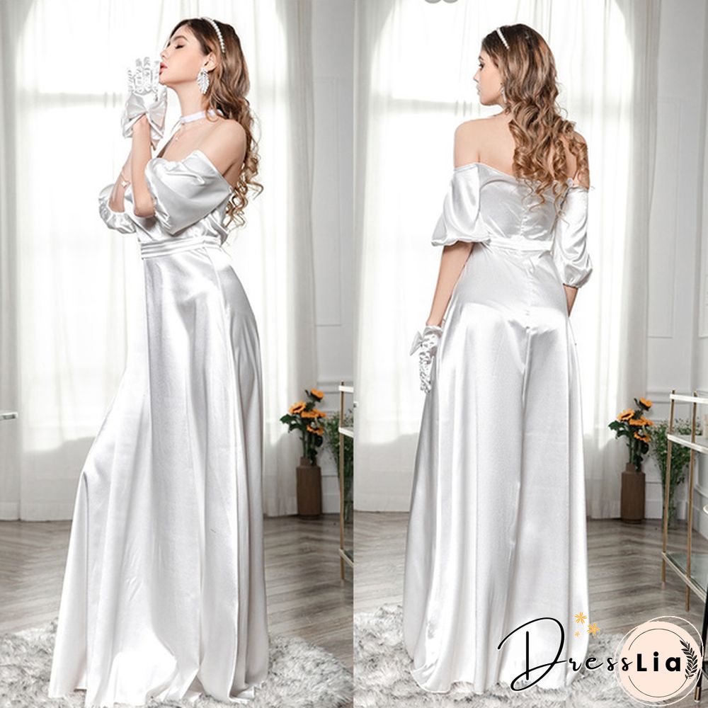 Fashion Puff Sleeve Tube Wedding Party Off Shoulder Dress