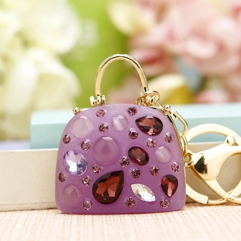 Elegant Korean Style Bag Metal Inlay Rhinestones Women’s Bag Pendant Keychain
