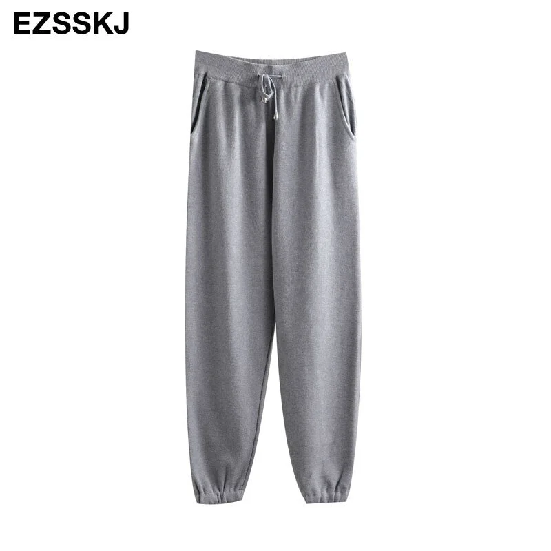 Tracksuit Women Elastic Waist Drawstring Trousers Thick Track warm sweater Pants Autumn Winter Sport swear Women'S Pants New