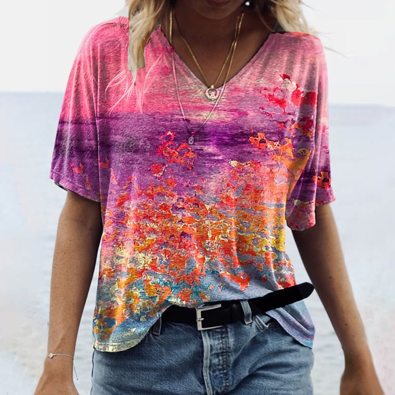 Ocean Tie-dye Printed Women's T-shirt