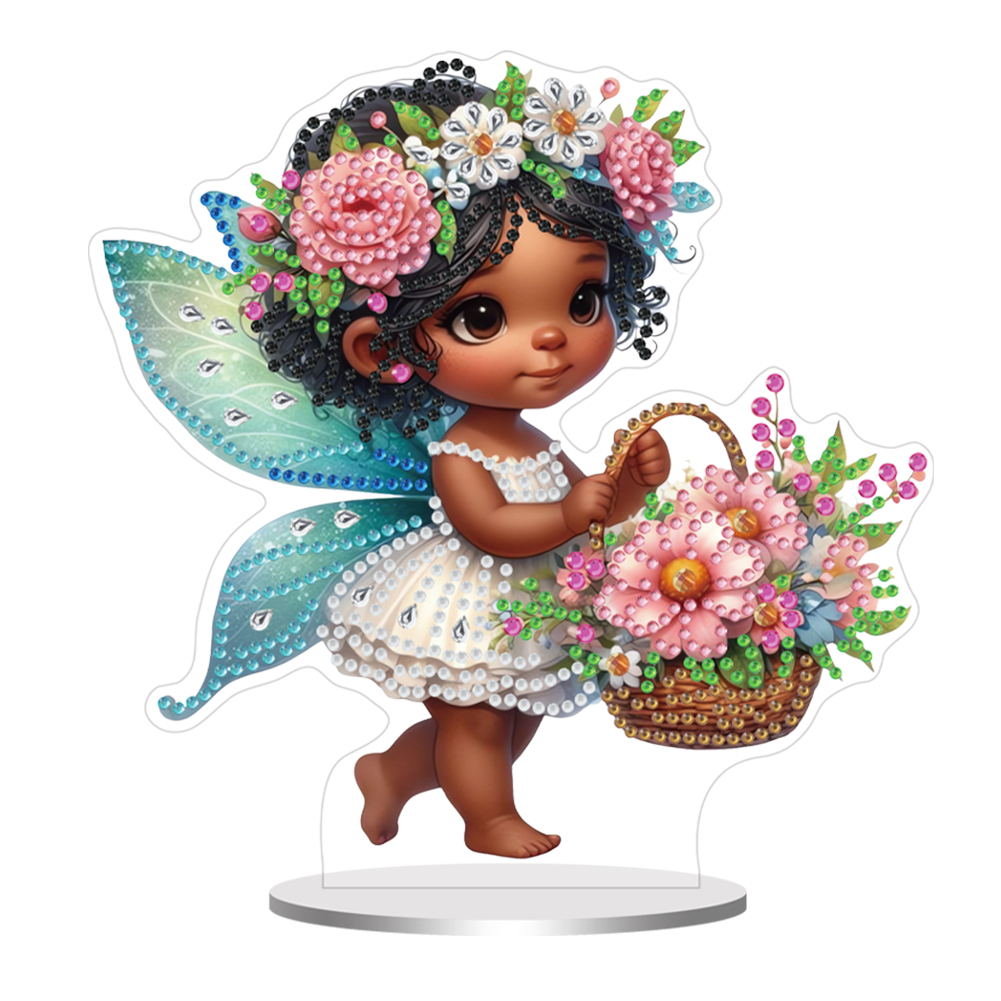 Acrylic Special Shaped Flower Basket Elf Diamond Painting Desktop Ornaments Kit