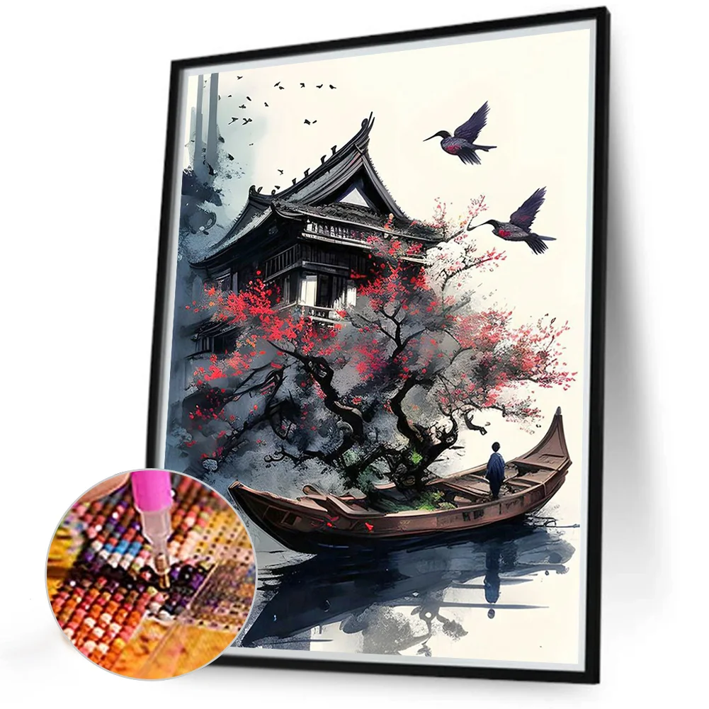 2pcs/Set Diamond Painting - Full Round Drill - Ink Landscape(Canvas|30*40cm)