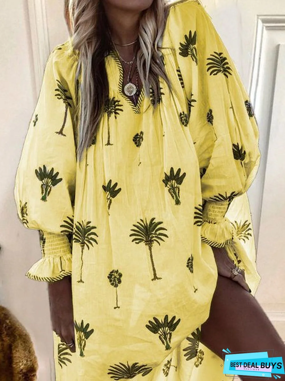 Summer Boho V Neck Beach Boho Floral Casual Mini Dress