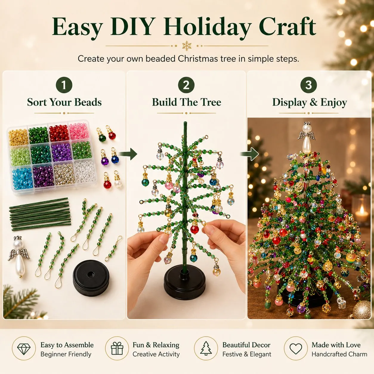 Personal handmade beaded Christmas decoration