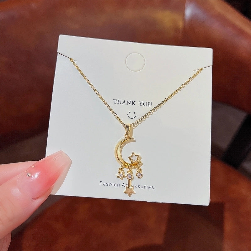 Minimalist Solid Color Titanium Steel Zircon Inlay Pendant Necklace