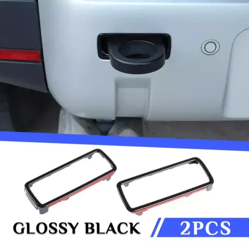 Dronehint Glossy Black Rear trailer hook hole frame 2pcs For Land Rover Defender 2020-2022 (For: Land Rover) Parts