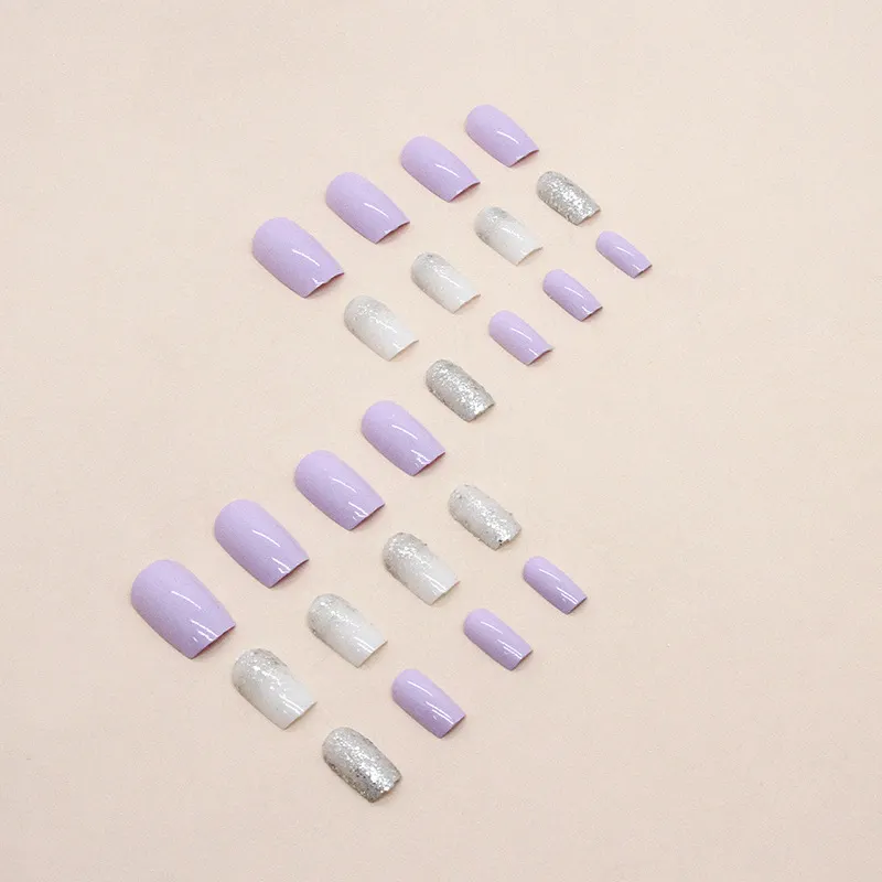 Churchf Churchf Color Sweet Taro Purple Tender Girl Nail Ins Wind Flash Pink Fake Nails Sweet Style Wear Armor
