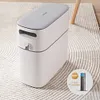 Trash Can Narrow Garbage Container Bin with Press Type Lid for Bathroom Kitchen