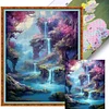 Landscape Waterfall - 11CT Stamped Cross Stitch - 40*50cm - Natural