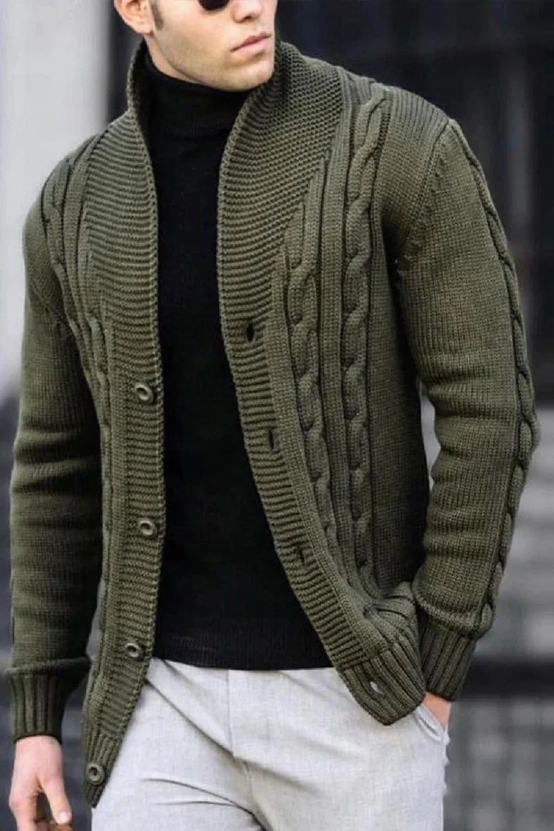 Wongn Wongn Men's Casual Sweater New Add Thick Warm Twist Cardigan Men's Autumn And Winter Sweater Coat