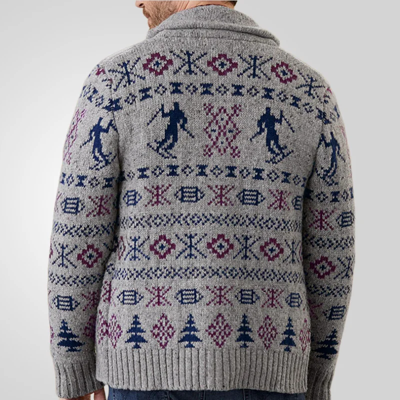 Uveng Uveng And Winter New Men's Wear Long-Sleeved Silk Knitted Shirt Single-Drentoned Sweater Jacket SY0086