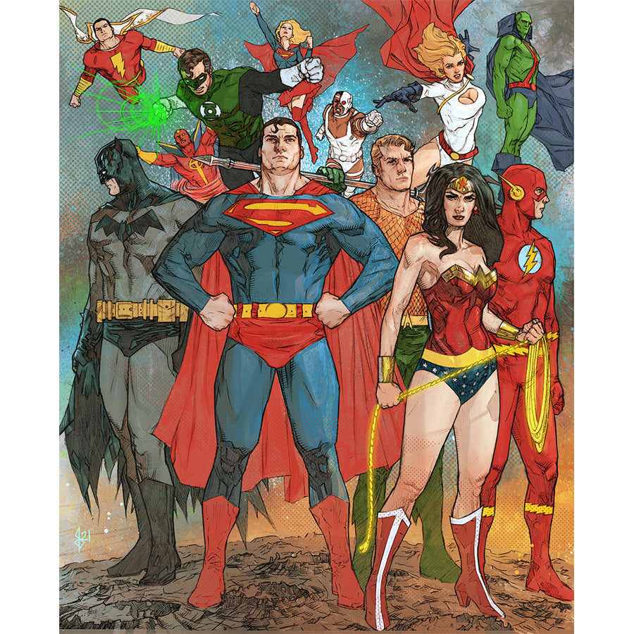 Justice League Team 40*50CM(Canvas) Full Round Drill Diamond Painting gbfke