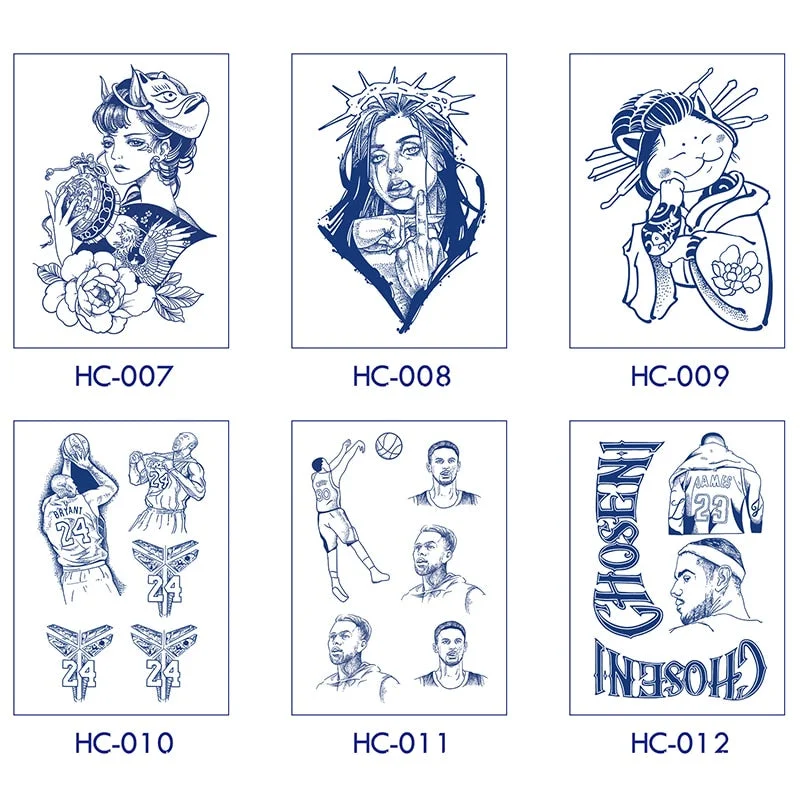 Basketball Anime Flower Butterfly Text Art Festival Cute Cool Waterproof Full Body Arm Men and Women Natural Temporary Tattoos