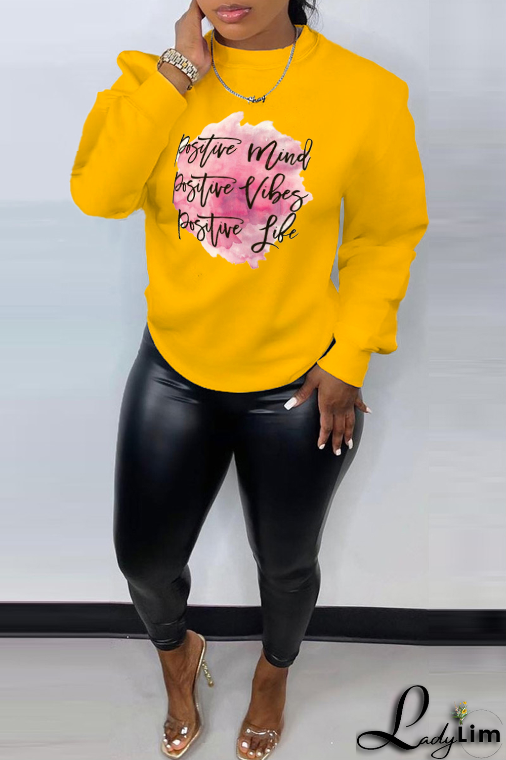 Blue Casual Street Print Patchwork Letter O Neck Tops