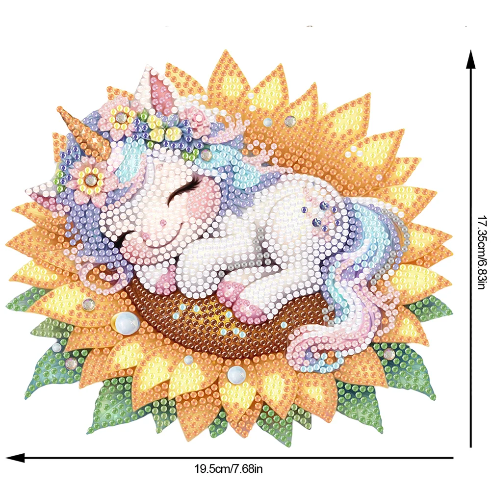 Single-Side Desktop Diamond Art Kits for Adults Beginner Kid (Sunflower Unicorn)