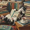 Reading Kitten Full 14CT 2 Strands DIY Stamped Cross Stitch Kits for Beginners Adults Home Wall Decor Cross Stitch Art and Crafts Kits 40x40cm tapestrymarket