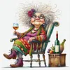 Lady Drinking Red Wine-11CT Stamped Cross Stitch 40*40cm/15.75*15.75in tapestrymarket