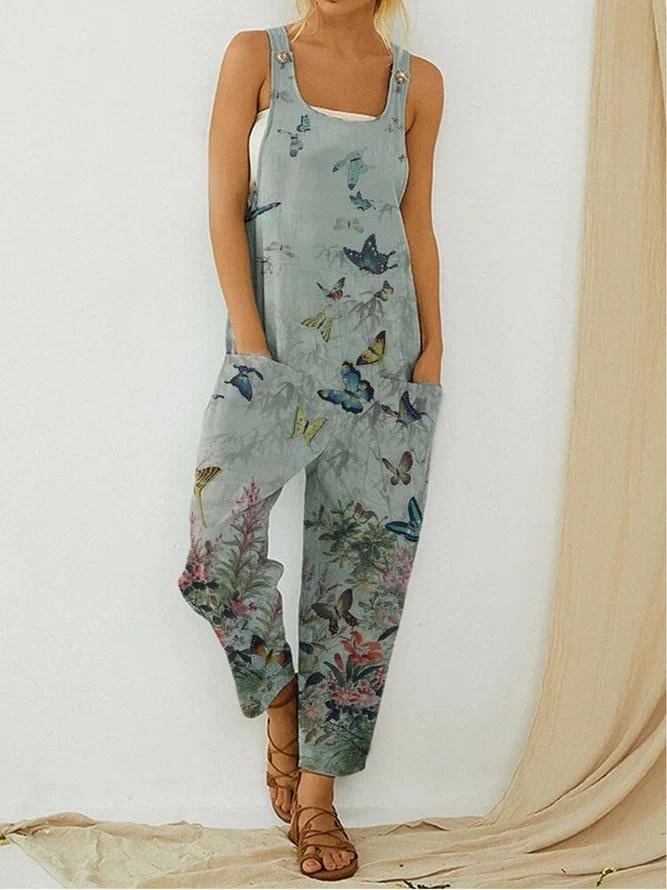 Woman's Casual Butterfly Printed Jumpsuits shopify LILYELF