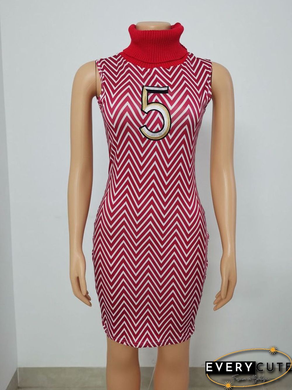 HAOYUAN Sexy Turtleneck Sleeveless Bodycon DressesFor Women Fashion Clothes Embroidery Birthday Club Outfits Night Party Dress