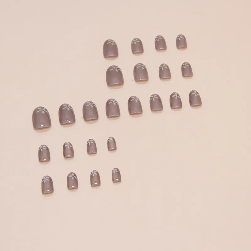 Churchf Churchf Flowers Wear Light Nails Nail Patch Wear Nail Ins Wind Fine Flash 24 Pieces