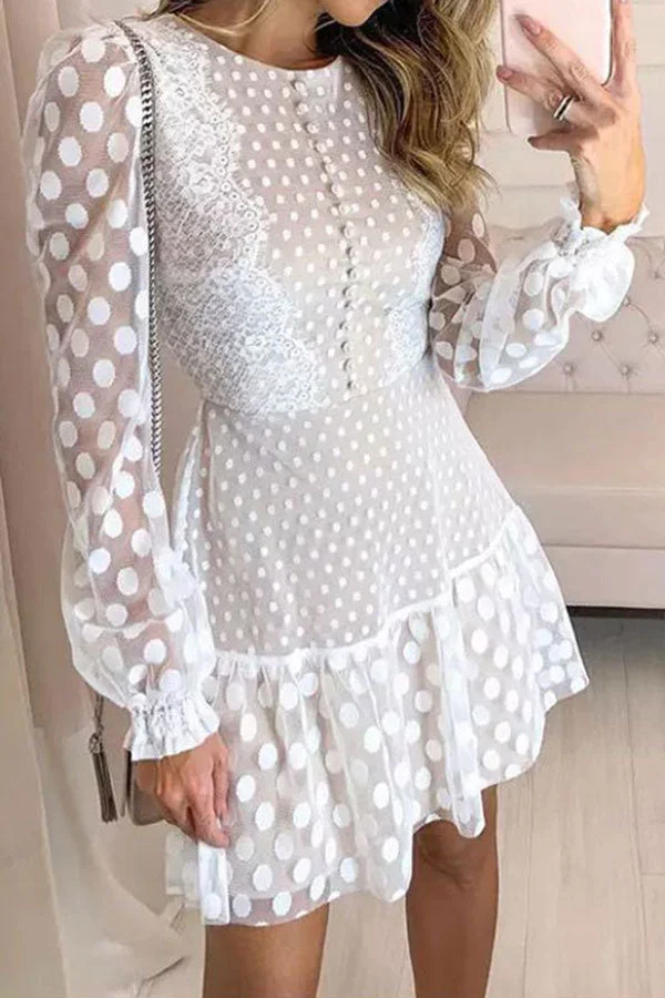 Lace Elegant Ruffle Mini Dress