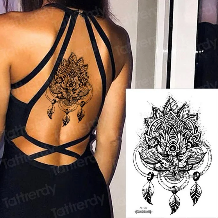 Waterproof Temporary Sticker Geometric dragonfly Sternum Tattoo Black Triangle Tattoos Body Arm Fake Tatoo Chains Sternal patch