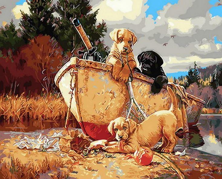 

Dogs In Boat – Paint By Numbers - 40*50CM, 501 Original