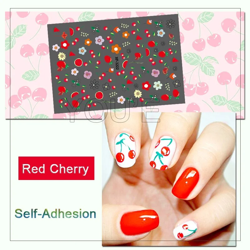 3D Nail Art Stickers Cactus Sticker Nails Art Decals Cartoon Adhesive 3D Leaves Manicure for Nails Design Decoration Art Foil