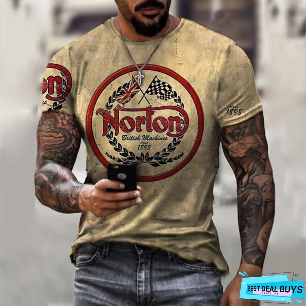 Men's Trim Lettered Men's Fashion Printed T-Shirt