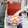 (US Local)DIY Lotus Diamond Art Wooden Coin Pouch with Chain 5D Diamond Painting Purse