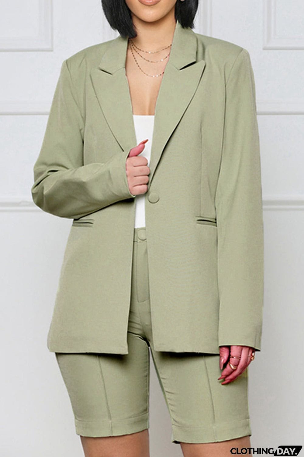 Long Sleeve Blazer and Shorts Set