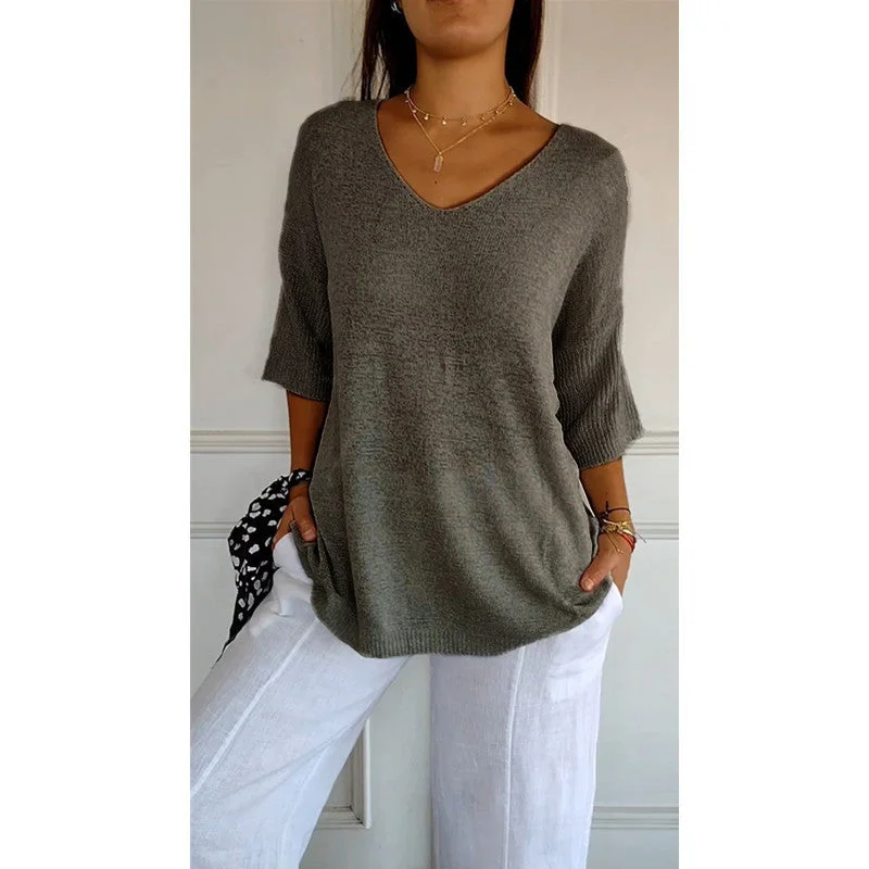 Brownm Casual Basic Style Slimming Sleeve Solid Sweaters