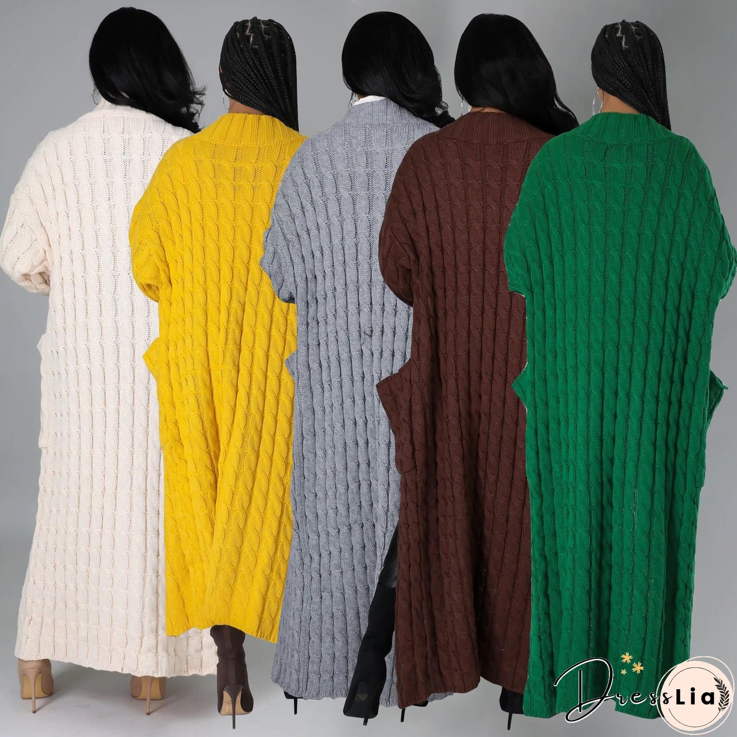 Women's Fashion Casual Long-sleeved Long Solid Color Sweaters