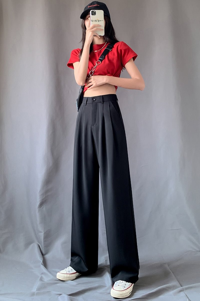 Women Summer Suit Pants Spring Office Lady New Autumn Candy Solid High Waist Female Straight Long Trousers