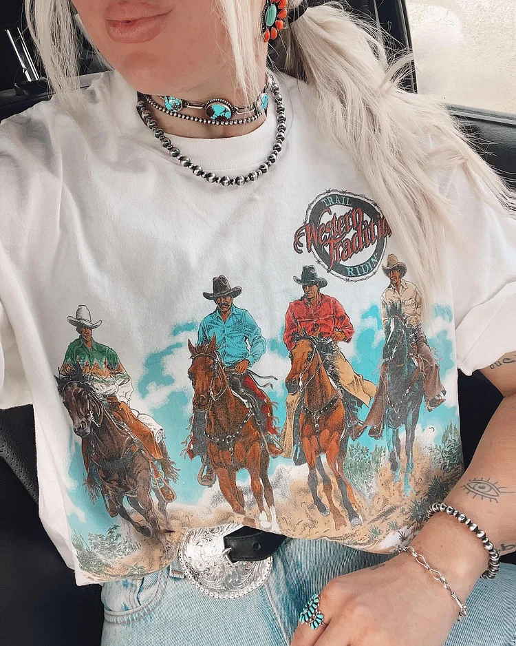 Vintage Cowboy Short Sleeve Top 45hd