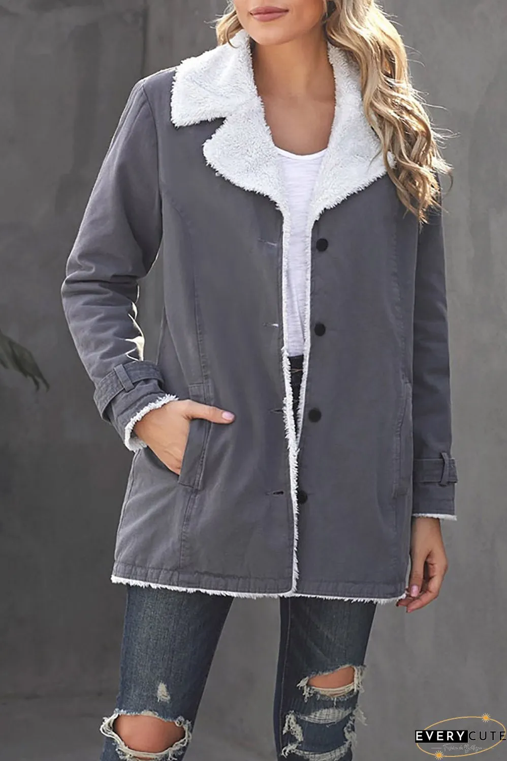 Winter Denim Jacket with Sherpa Trim