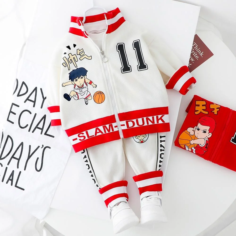 Kid Toddler Boy Clothes Zipper Coat + Pants Letter Infant Baby Sport Set Long Sleeves Outfits Set Yellow White Red Cartoon