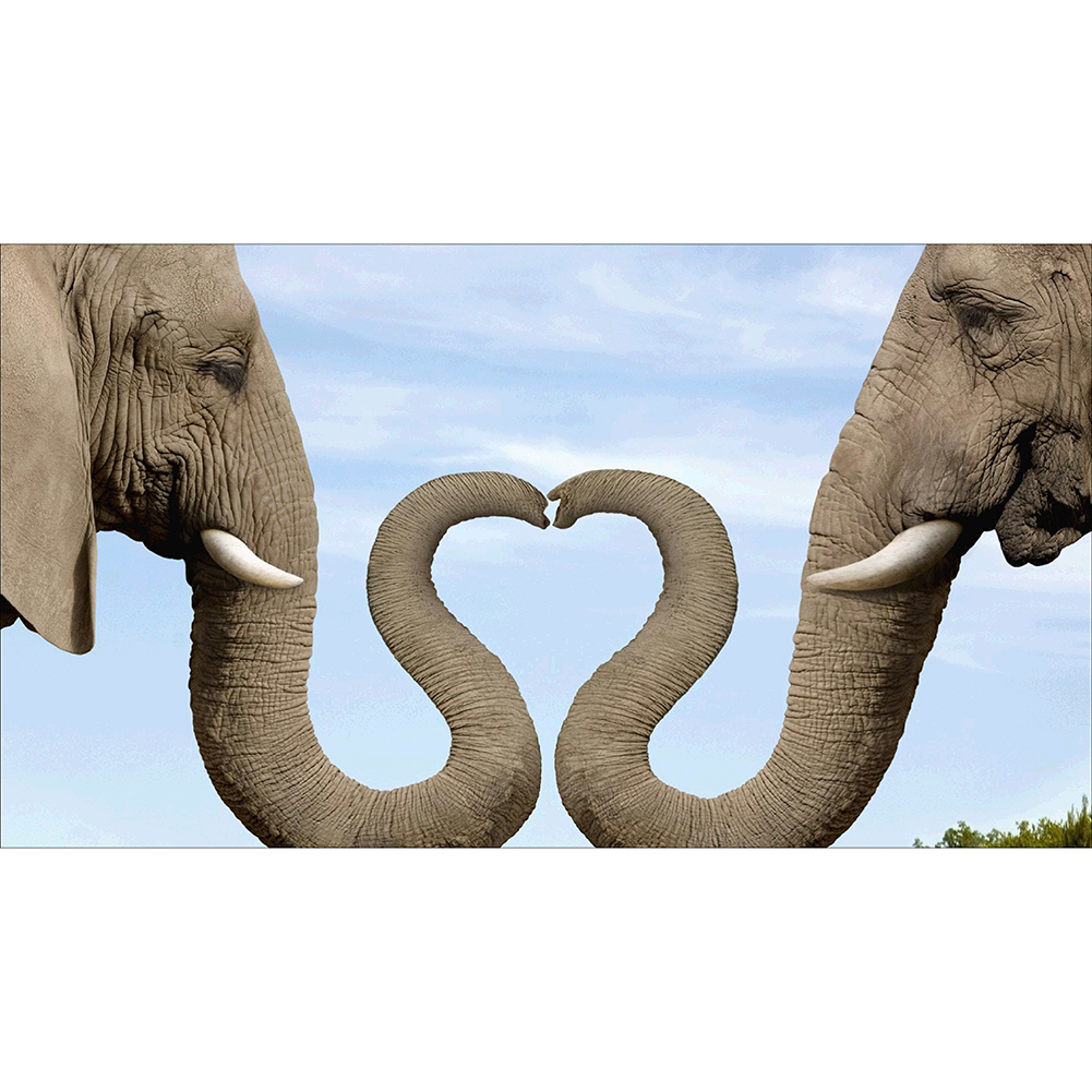 

50*30CM - Round Drill Diamond Painting - Heart Elephant, 501 Original