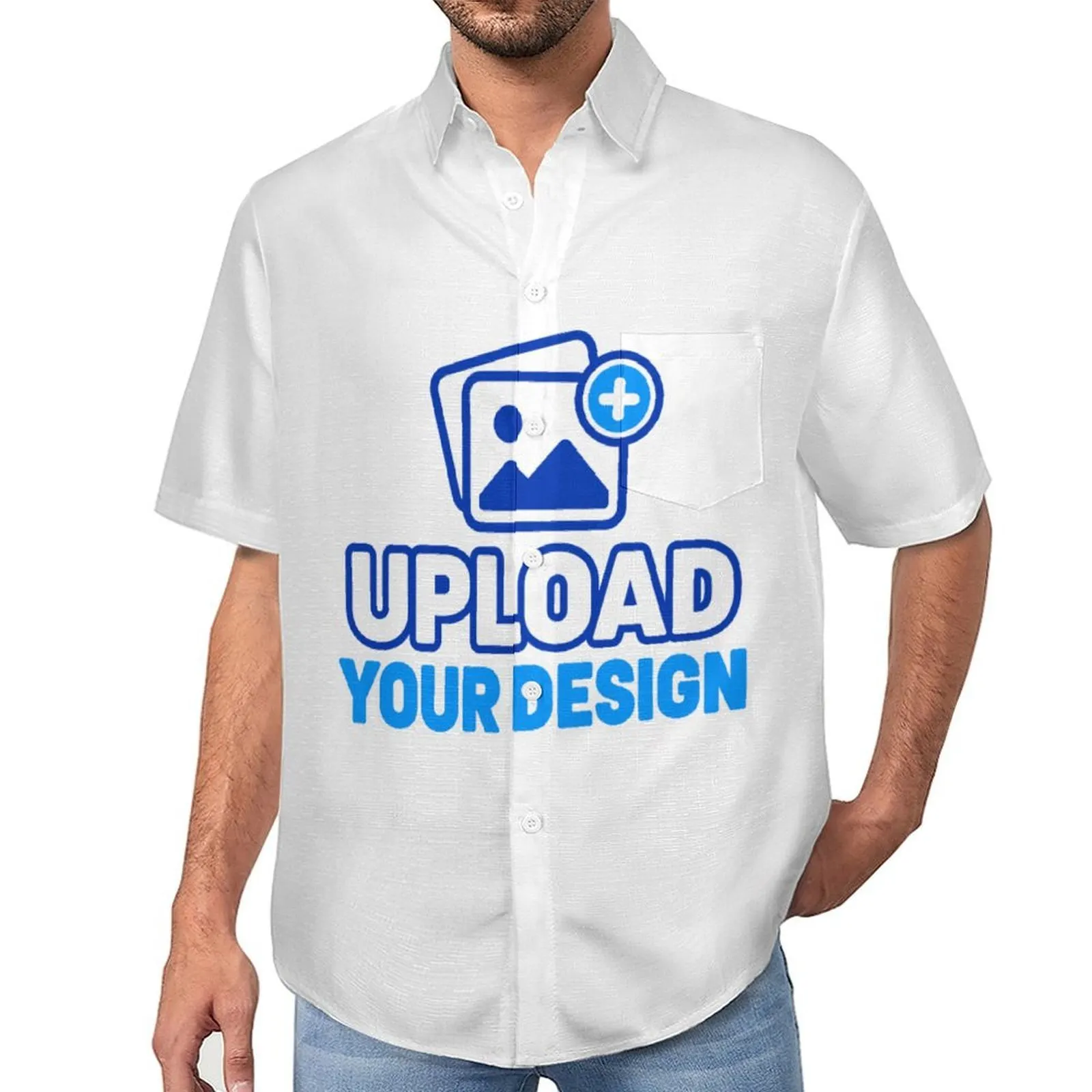 Men's Short Sleeve Button-Up Shirt custom product view 9