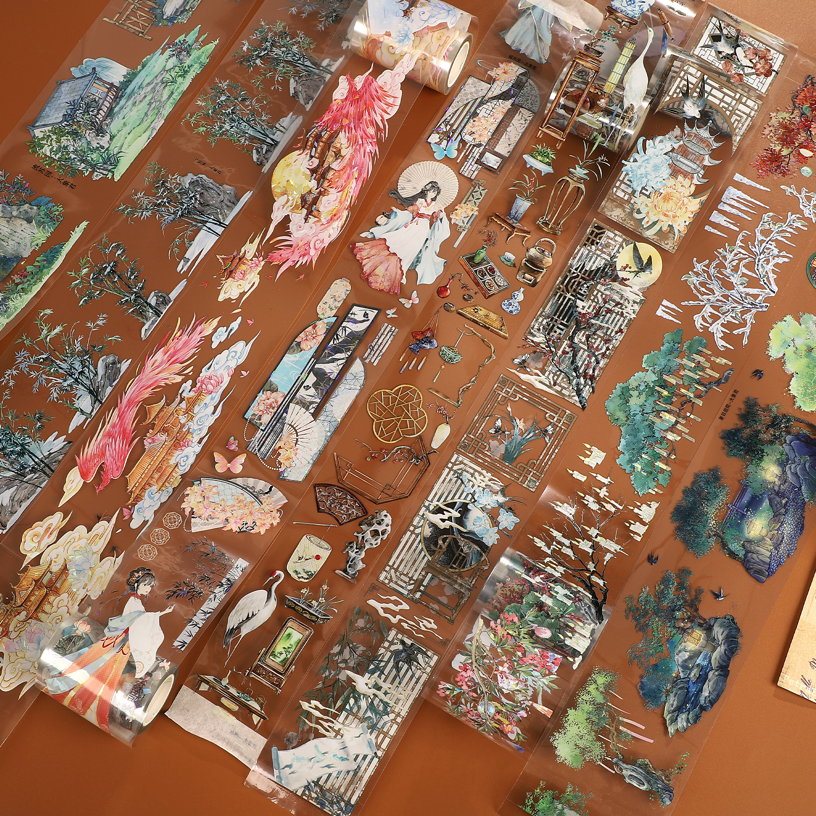 PET 테이프 - 500cm 고대 스타일 빈티지 캐릭터 식물 꽃 조경