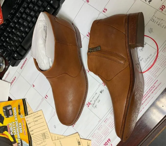 Tan Flat Ankle Boots - Custom Made Vdcoo