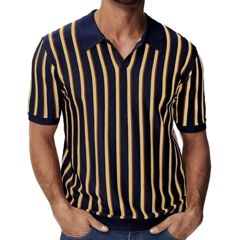 Uveng Uveng Men's High Quality Summer Collar Temperament Striped POLO Shirt Men's Short-Sleeved Top SY0158