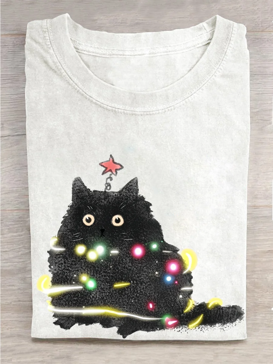Eagerlys The Cute Black Cat T-shirt Eagerlys