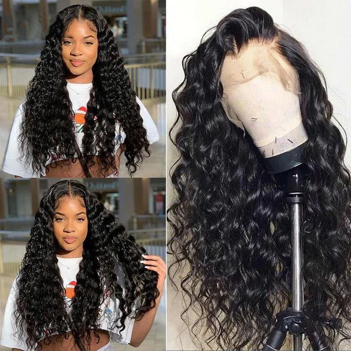 5x5 Loose Deep Wave HD Lace Closure Wig Transparent Lace Human Hair Wigs Brazilian Virgin Human Hair for Black Women